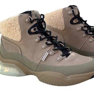 Coach Women's Citysole Hiker Boot Size 8.5D Oat Black Leather Suede Sherpa NEW